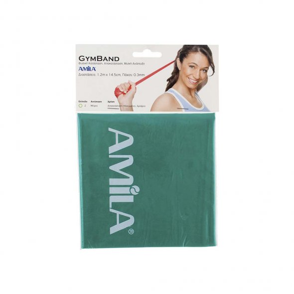λάστιχο gym band 2.50m πράσινο/μαλακό amila 48181